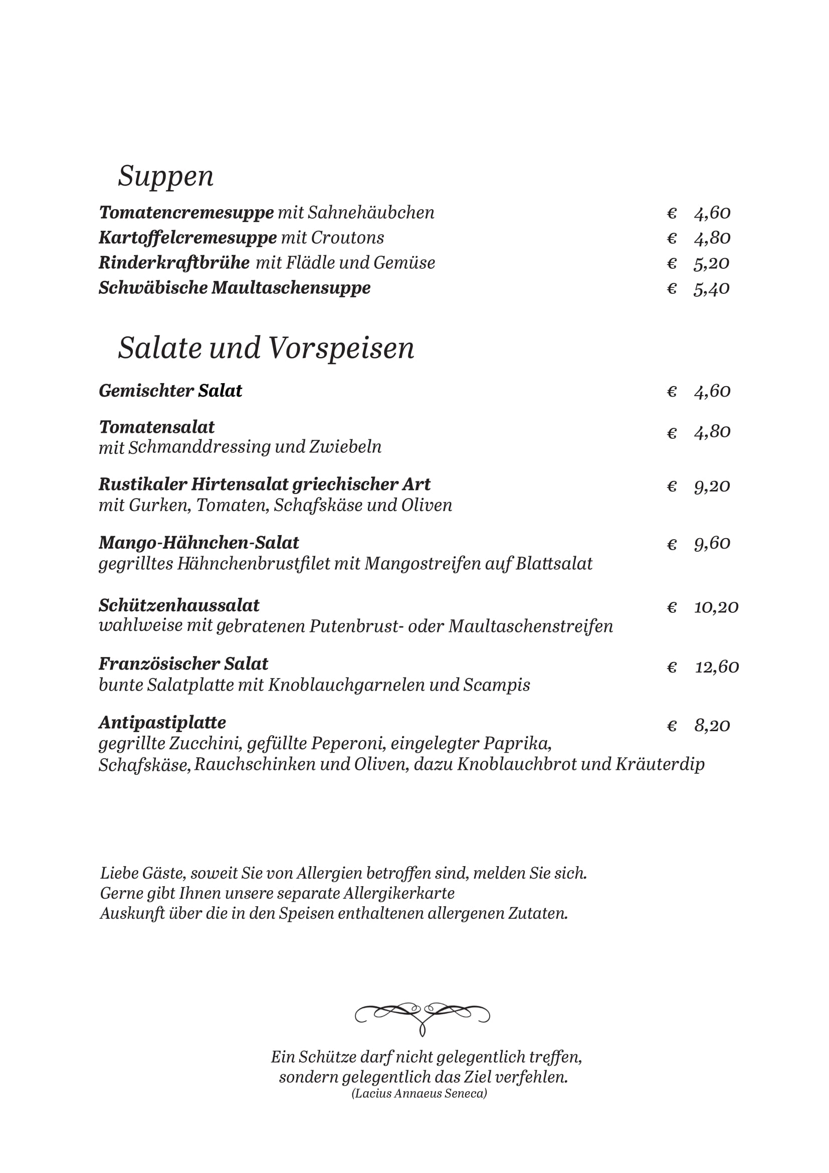 Speisekarte-Suppen-Vorspeisen